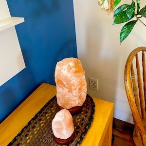 2 Himalayan salt lamps made in Pakistan. One USB, one dimmable plug in.